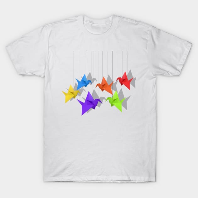 Paper Cranes T-Shirt by valentinahramov